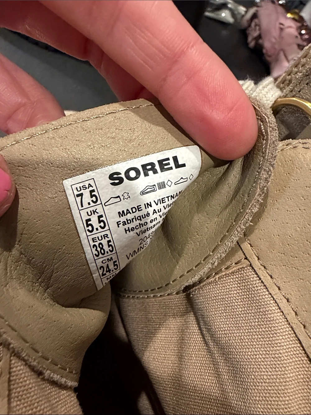 Sorel Beige Suede Lace-Up Lug Boot